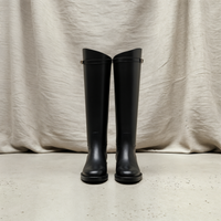 BLACK LEATHER KNEE-HIGH RIDING BOOT