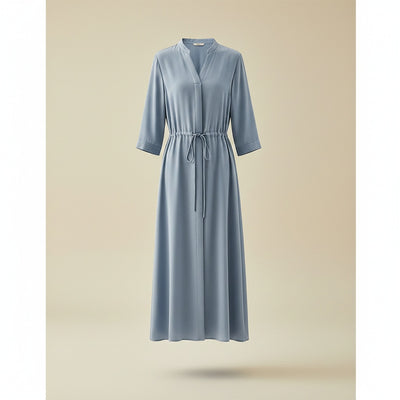 SLATE SILK SHIRT DRESS