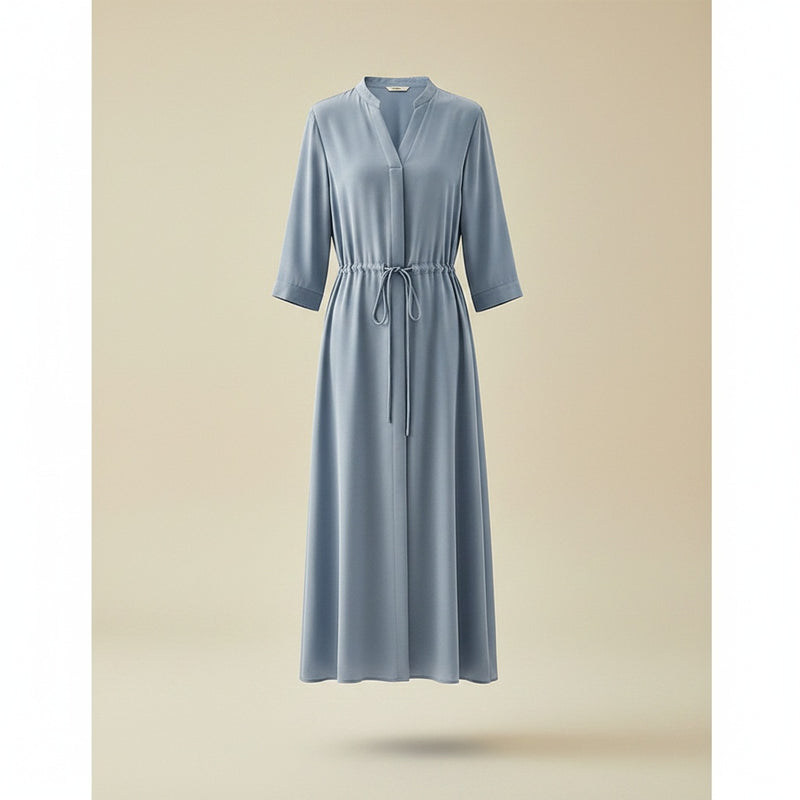 SLATE SILK SHIRT DRESS