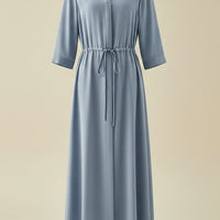 SLATE SILK SHIRT DRESS