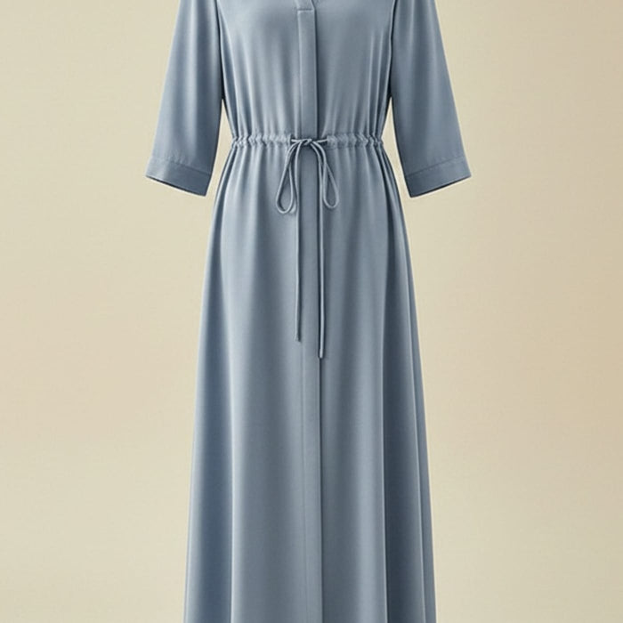 SLATE SILK SHIRT DRESS