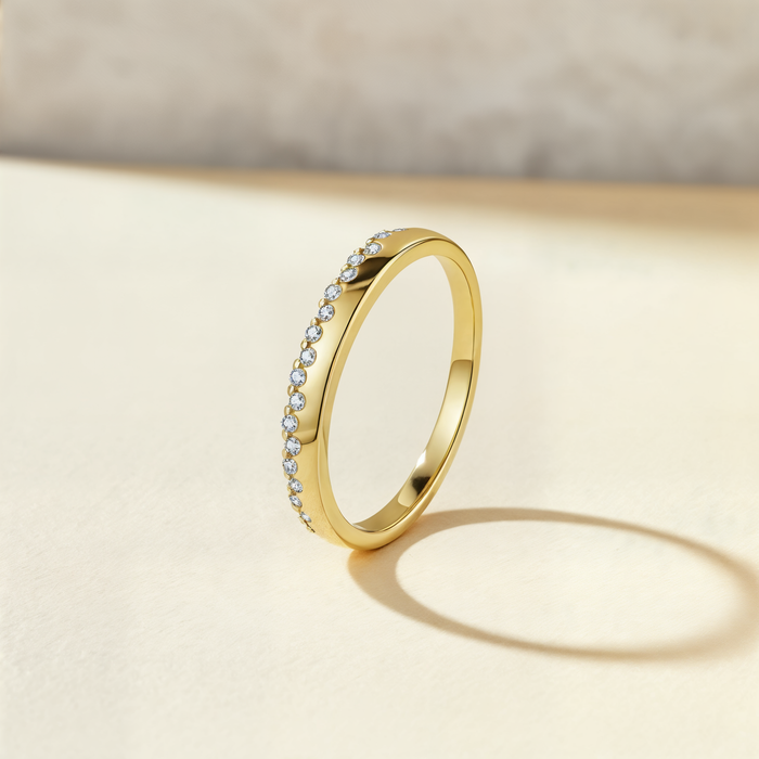 PAVÉ HALF-ETERNITY VERMEIL RING