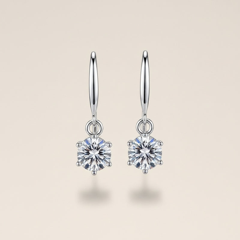 SIX-PRONG MOISSANITE DROP EARRINGS