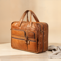 TAN GRAIN LEATHER BRIEFCASE