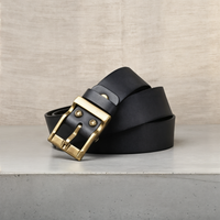 WASHED LEATHER DOUBLE PRONG BELT