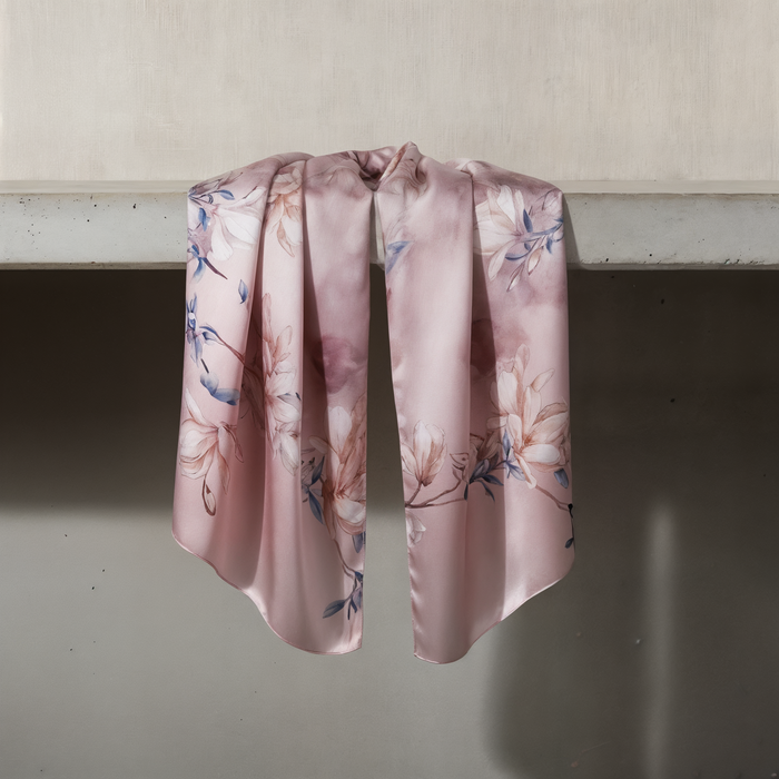 PAINTED MAGNOLIA SILK SCARF