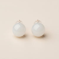 WHITE JADE ORB STUDS
