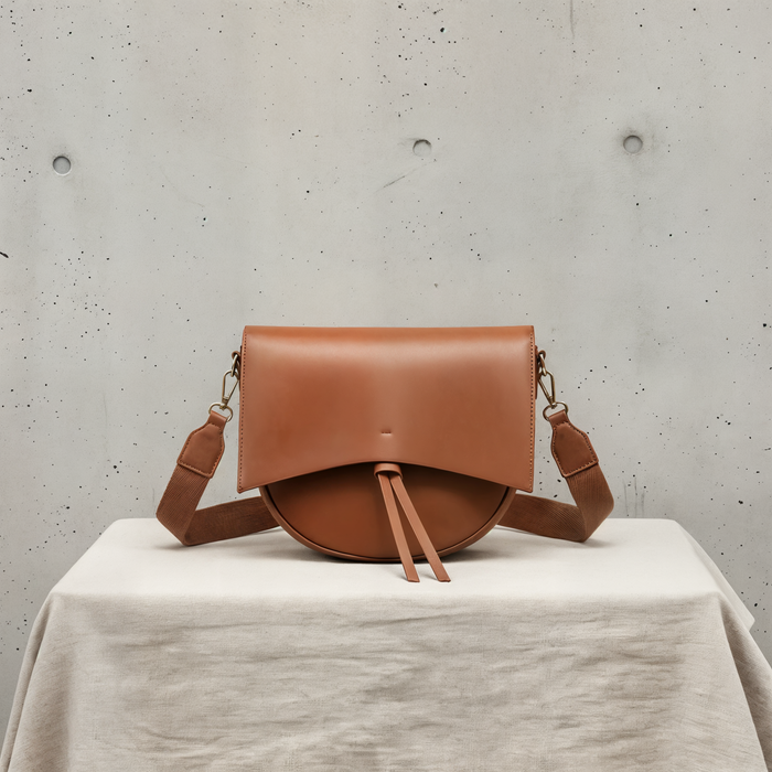 CAMEL FLAP CROSSBODY BAG