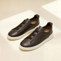 CHOCOLATE TRIPLE-STITCH LEATHER SLIP-ON