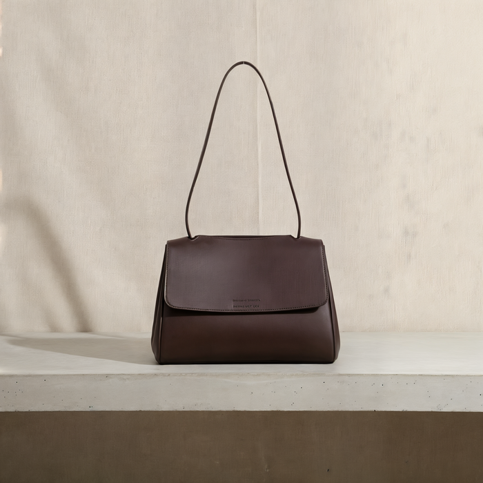 BURGUNDY STRUCTURED FLAP SHOULDER BAG