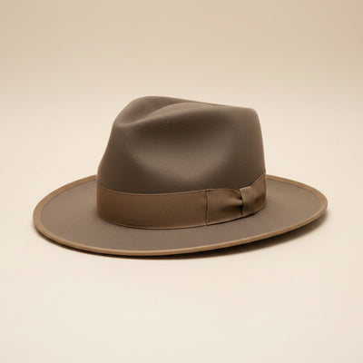 CAMEL WIDE-BRIM WOOL FELT FEDORA