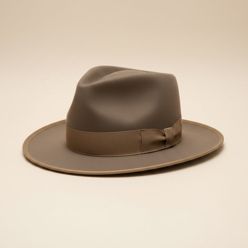 CAMEL WIDE-BRIM WOOL FELT FEDORA