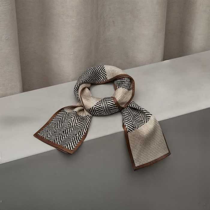 HOUNDSTOOTH SILK RIBBON SCARF