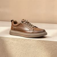 CAMEL LEATHER COURT SNEAKER
