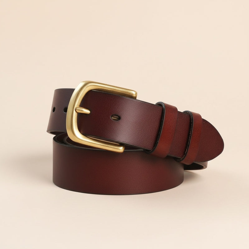 OXBLOOD BRASS PIN BELT