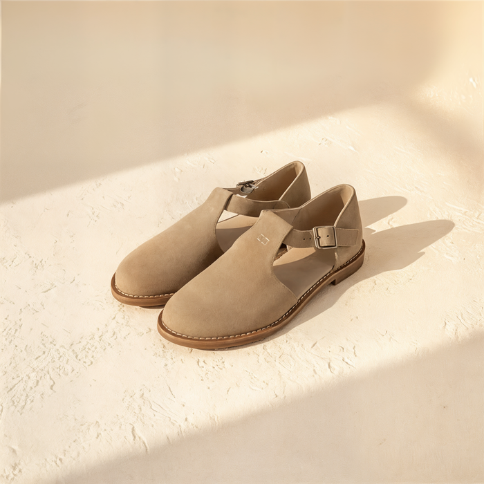 SUEDE T-BAR FLAT SANDAL