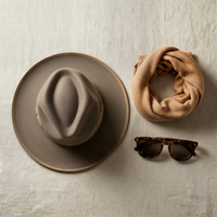 CAMEL WIDE-BRIM WOOL FELT FEDORA