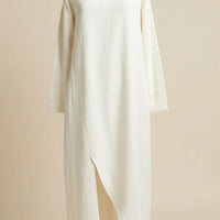 IVORY LINEN ASYMMETRIC MIDI DRESS
