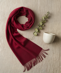 BURGUNDY CASHMERE FRINGE SCARF