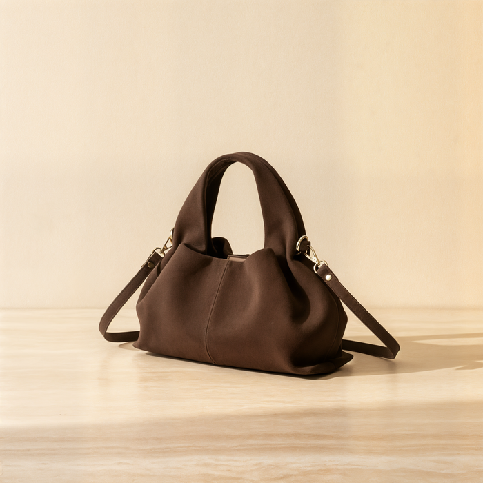 RUCHED SUEDE CLOUD BAG