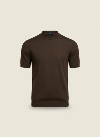FINE-GAUGE WOOL MOCK-NECK TEE
