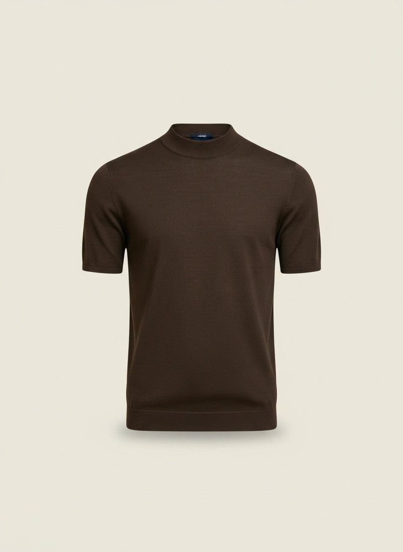 FINE-GAUGE WOOL MOCK-NECK TEE