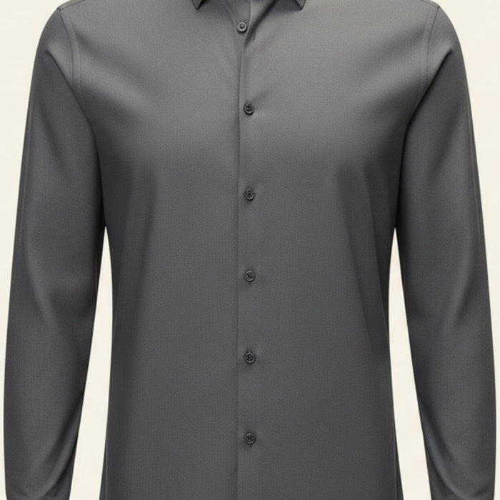 CHARCOAL WOOL TWILL SHIRT
