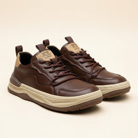 TAN LEATHER RETRO LOW-TOP