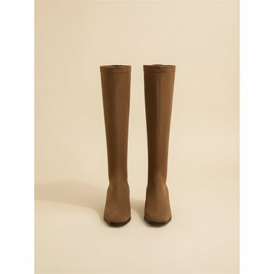 TAN SLIM SUEDE KNEE BOOT