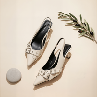 IVORY SLINGBACK KITTEN HEEL