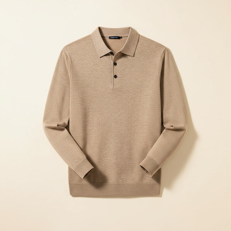 CAMEL WOOL KNIT POLO