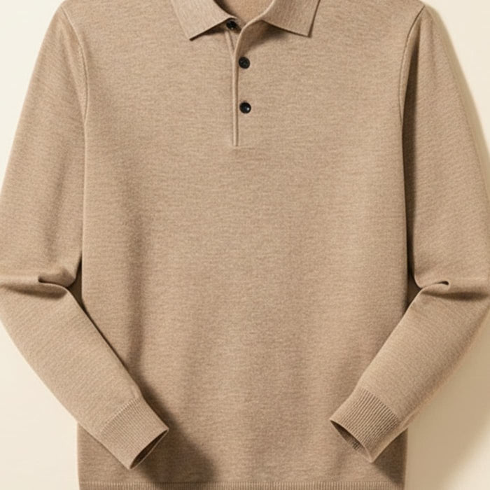 CAMEL WOOL KNIT POLO