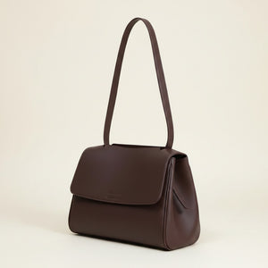 BURGUNDY STRUCTURED FLAP SHOULDER BAG