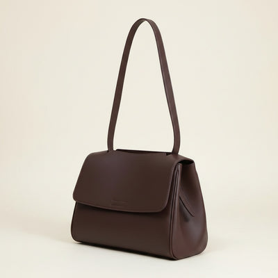 BURGUNDY STRUCTURED FLAP SHOULDER BAG