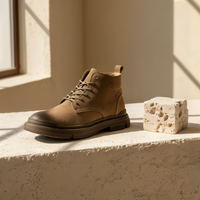 CAMEL SUEDE LACE-UP BOOT