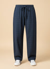 NAVY LINEN DRAWSTRING WIDE TROUSER