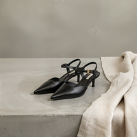 POINTED KITTEN HEEL SLINGBACK MULE