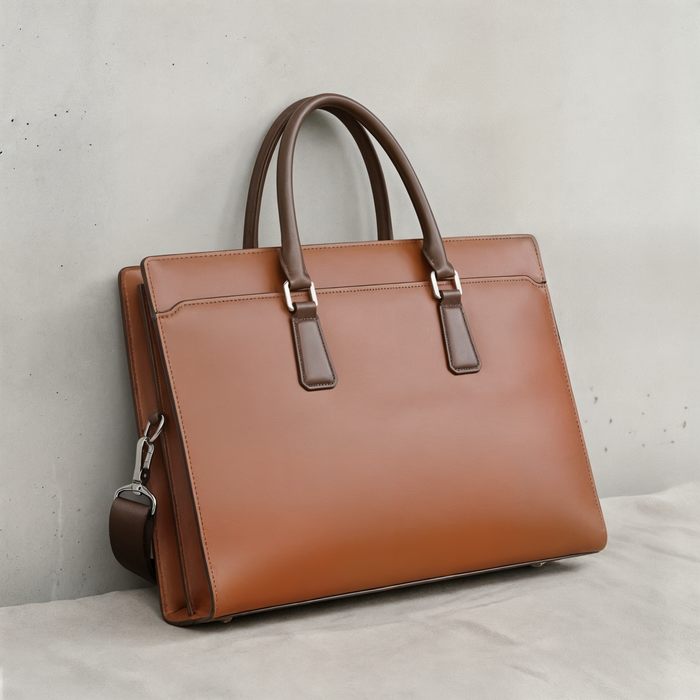 STRUCTURED LEATHER ATTACHÉ BRIEFCASE
