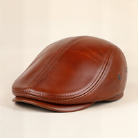 BURNISHED LEATHER FLAT CAP