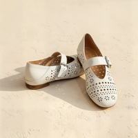 PERFORATED LEATHER MARY JANE FLAT