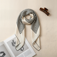 IVORY GRAPHIC STRIPE SILK SQUARE