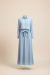 PALE BLUE PINSTRIPE LYOCELL SHIRT DRESS