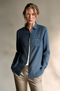 NAVY LINEN RELAXED SHIRT