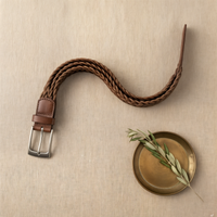 HAND-WOVEN LEATHER PIN BELT