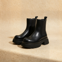 BLACK LUGGED CHELSEA PLATFORM ANKLE BOOT