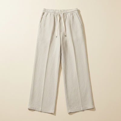 IVORY LINEN WIDE-LEG TROUSER