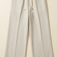 IVORY LINEN WIDE-LEG TROUSER
