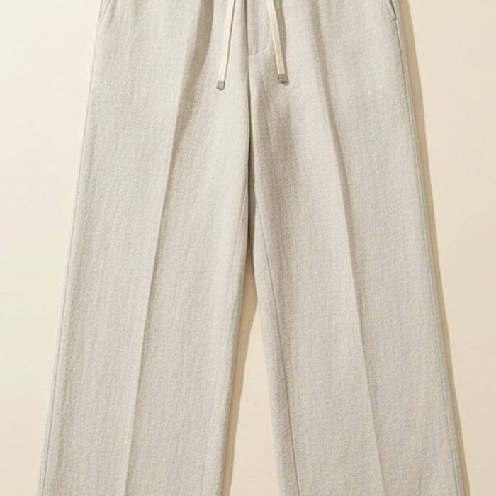 IVORY LINEN WIDE-LEG TROUSER