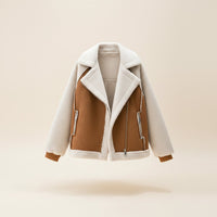 CAMEL SHEARLING MOTO JACKET