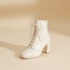 IVORY SQUARE-TOE ANKLE BOOT